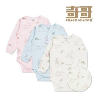 【奇哥】比得兔 嬰幼童裝 蘿蔔派對長袖側開包屁衣/兔裝-天絲洞感緹花布(6-36個月)