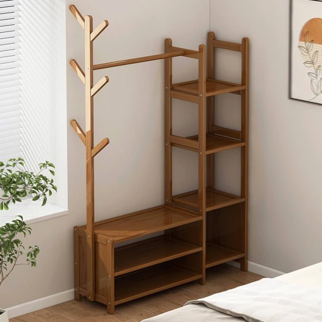 曉竹家居 組合多功能 長100cm 雙門(掛衣架 落地架 臨