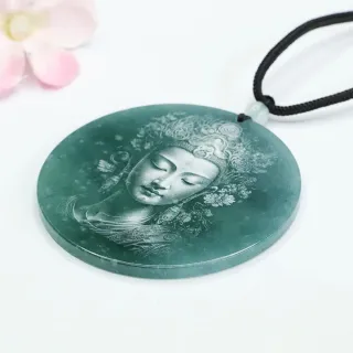 【LEESA】翡翠觀音\玉墜\護身符\辟邪項鏈\項鍊\項鍊女\觀音玉佩\保平安\開運項鏈\觀音吊墜\禮物\送女生\