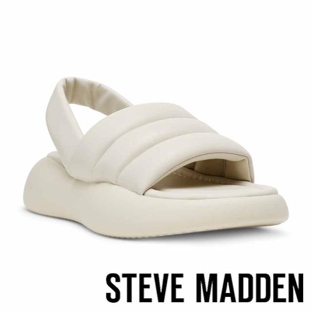 【steve madden】HEADWAY 麵包寬帶厚底涼鞋(米色)