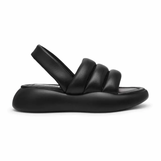 【steve madden】HEADWAY 麵包寬帶厚底涼鞋(黑色)