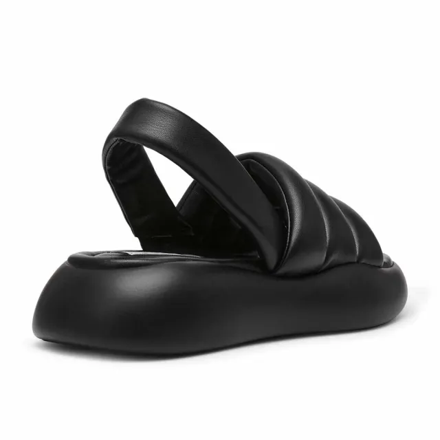 【steve madden】HEADWAY 麵包寬帶厚底涼鞋(黑色)