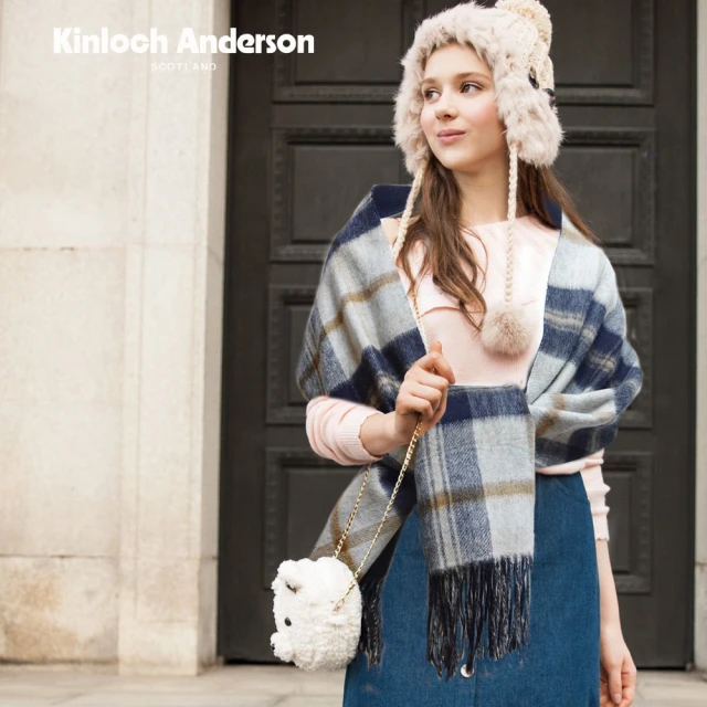 Kinloch AndersonKinloch Anderson 喀什米爾羊毛保暖格紋流蘇披巾/ 金安德森女裝(KA0665009 卡其)