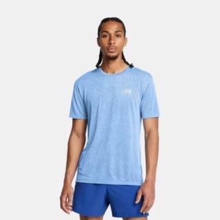 【UNDER ARMOUR】短袖上衣 男 訓練 慢跑 歐規 LAUNCH CAMO 藍 1386681-465