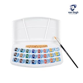 【Van Gogh 梵谷】塊狀水彩24色塑盒(含A5水彩本)