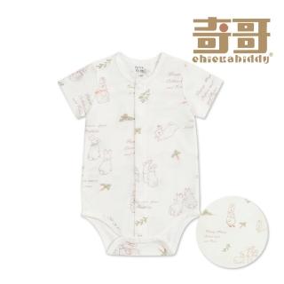 【奇哥】比得兔 嬰幼童裝 蘿蔔派對短袖前開包屁衣/兔裝-天絲洞感緹花布(3-18個月)