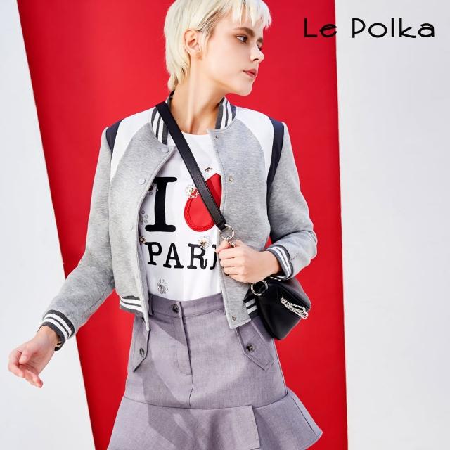 【Le Polka】灰白撞色剪接合身外套-女(休閒外套)