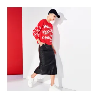 【Le Polka】鬆緊腰A-LINE長皮裙-女