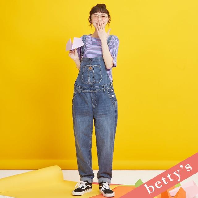 【betty’s 貝蒂思】俏皮年輕吊帶牛仔長褲(灰藍)