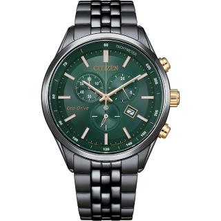 【CITIZEN 星辰】光動能紳士風亞洲限定款三眼計時手錶 黑 /42mm(AT2576-50X)