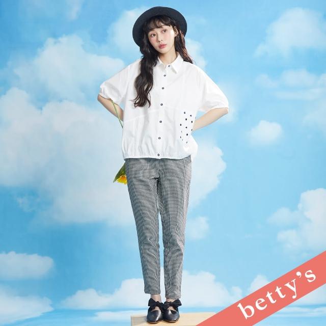 【betty’s 貝蒂思】文青細格紋彈性九分褲(黑色)