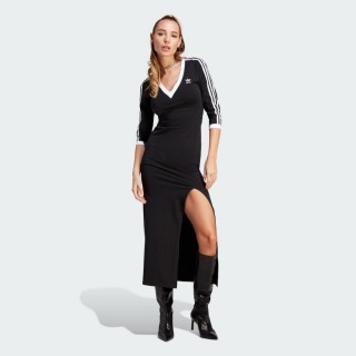 【adidas 愛迪達】運動 休閒 連身裙 長袖 女裙 MAXI DRESS V(IK0439)