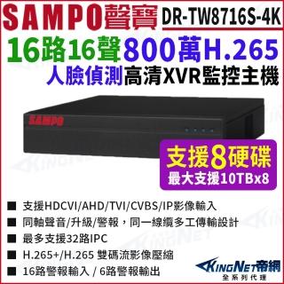 【KINGNET】DR-TW8716S-4K I3 16路 4K 800萬 8硬碟 人臉辨識 XVR 16路主機 DVR(SAMPO 聲寶 監控大廠)