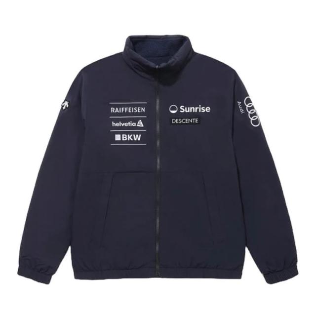 【DESCENTE】[SWISS SKI] REVERSIBLE FLEECE JACKET 男士 休閒外套(深藍色/黑色)