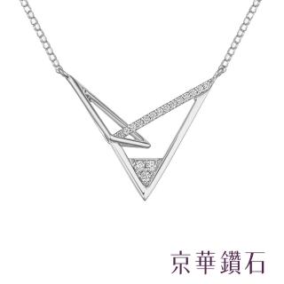 【Emperor Diamond 京華鑽石】18K金 共0.06克拉 鑽石項鍊 輕珠寶 幾何光韻(幾何)