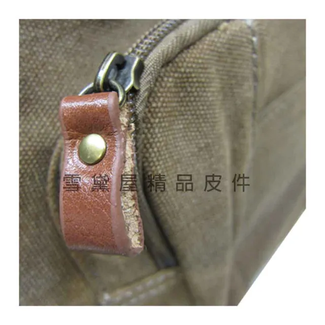 【SNOW.bagshop】雙11 肩側包中容量(100%全棉+原皮革手工加強防水包 功能耐重耐磨損耐承重量中 