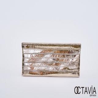 【OCTAVIA 8】OCTAVIA 8 真皮- 超魅力 金屬時尚彈壓多用途長夾 - 香檳金(金屬色)