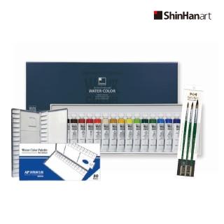 【ShinHan新韓】新手工具套組專家透明水彩18色(含畫筆/調色盤/顏料)