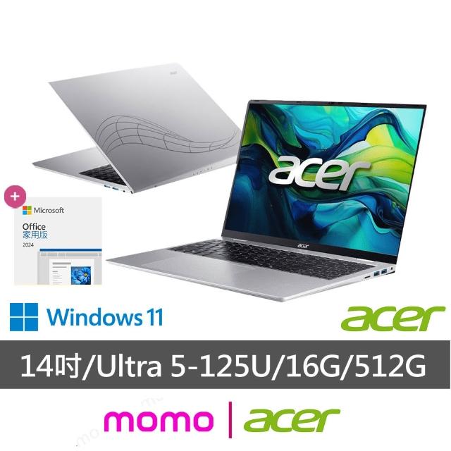 【Acer 宏碁】Office2024★14吋Ultra5 AI筆電(Swift Lite/SFL14-51M-50W8/Ultra 5-125U/16G/512G/W11)