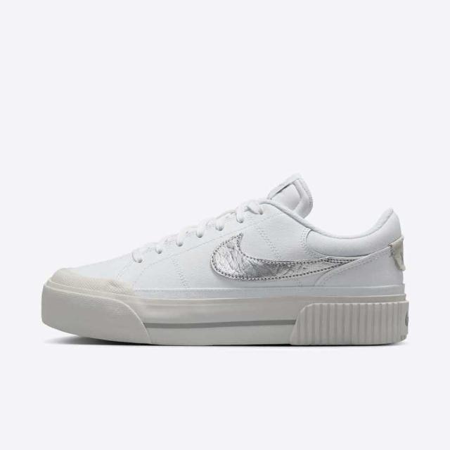 【NIKE 耐吉】Wmns Court Legacy Lift 女 運動休閒鞋 厚底 銀勾 白銀(HQ2307-100)