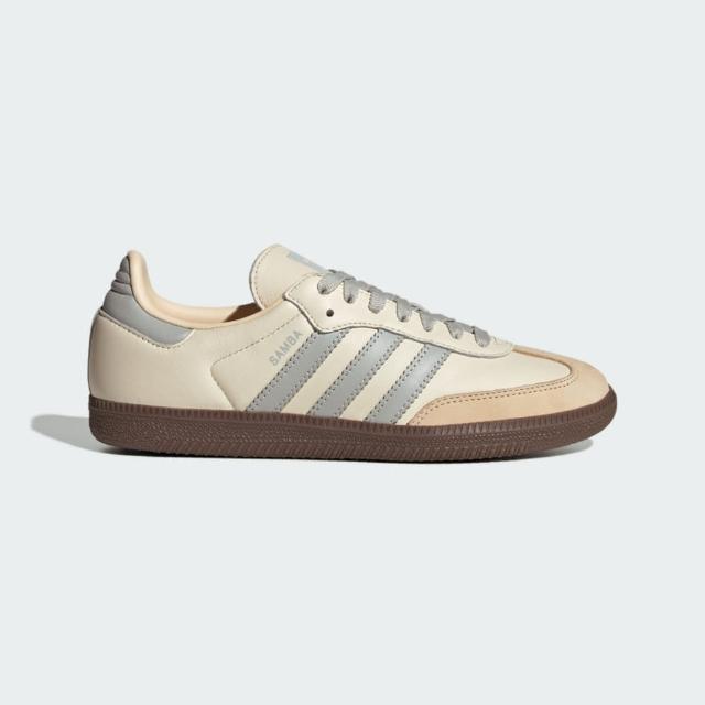 【adidas 愛迪達】Samba OG W 女 運動休閒鞋 德訓鞋 舒適 穿搭 米 灰(JH7299)