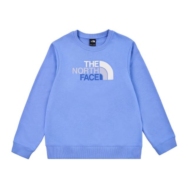 【The North Face】北臉 長袖上衣 女 大學T W RLX LOGO PLAY CREW GRAPHIC 藍 NF0A8DC70YI