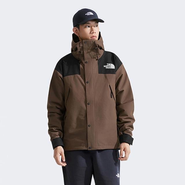 【The North Face】北臉 外套 男款 運動外套 防潑水 透氣 連帽 衝鋒衣 M DRYVENT MONO 棕黑 NF0A88XF5EX