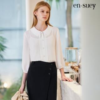 【en-suey 銀穗】雙層蕾絲翻領襯衫上衣-女