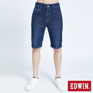 【EDWIN】男裝 大尺碼-JERSEYS迦績EJ3透氣牛仔短褲(石洗綠)