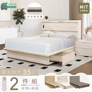 【IHouse】品田 房間2件組 單大3.5尺(床頭箱+收納抽屜底)