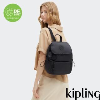 【KIPLING官方旗艦館】『拉拉包』質感黑色束口後揹包-JOETTA