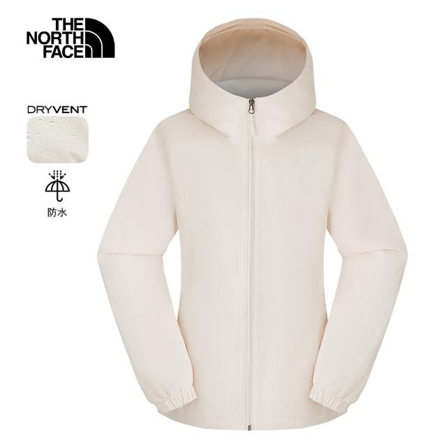 【The North Face 官方旗艦】北面女款米白色DryVent防水透氣衝鋒衣｜8EYGN3N(外套)