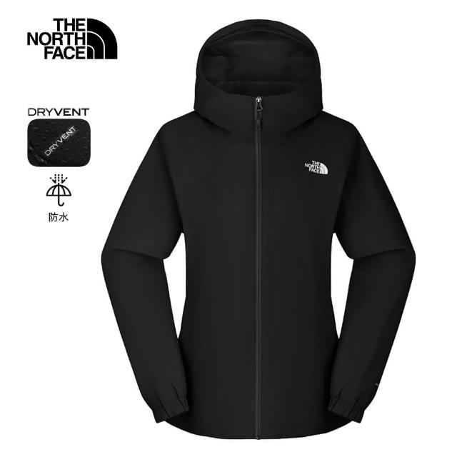 【The North Face 官方旗艦】北面女款黑色DryVent防水透氣衝鋒衣｜8EYGJK3(外套)