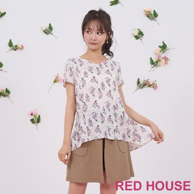 【RED HOUSE 蕾赫斯】春氛甜美小花雪紡上衣(米白色)