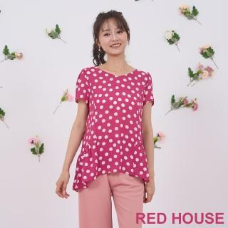 【RED HOUSE 蕾赫斯】俏麗波卡點點印花上衣(桃紅色)