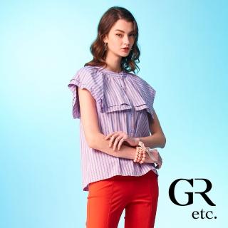 【GLORY21】速達-網路獨賣款-etc.甜美條紋雙層領無袖襯衫(淺紫)