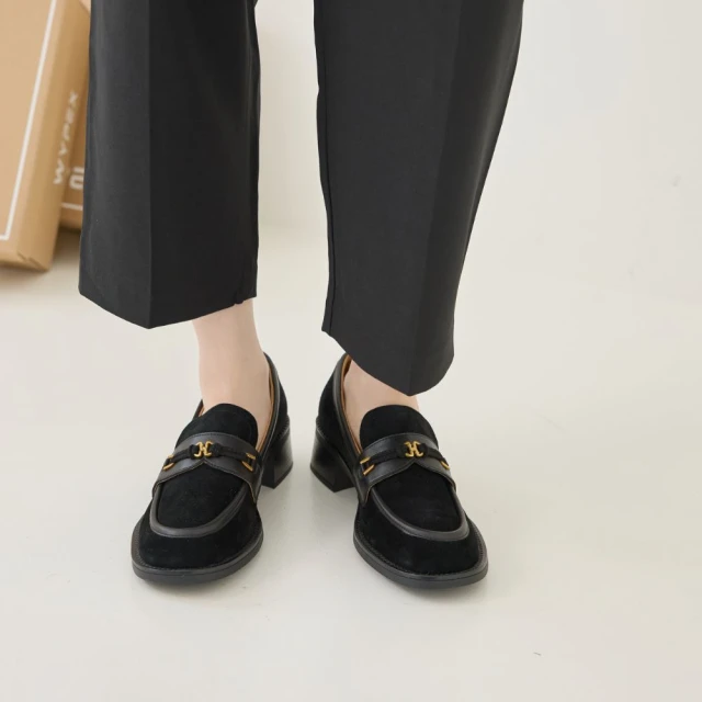 TAS 鑽飾馬銜釦真皮厚底樂福鞋(黑色)優惠推薦