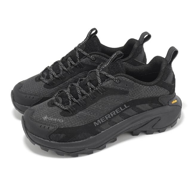 【MERRELL】登山鞋 Moab Speed 2 GTX 女鞋 黑 灰 防水 緩衝 黃金大底 抓地 戶外鞋(ML500452)