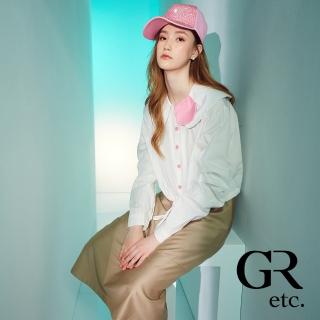 【GLORY21】速達-網路獨賣款-etc.甜美娃娃領抽繩短版襯衫(白色)