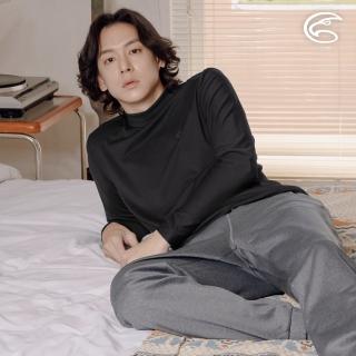 【ADISI】男小高領遠紅外線彈性速乾保暖衣 AU2421013 巖黑 M-2XL(磨毛 刷毛 快乾 白竹炭 消臭 內著衣)