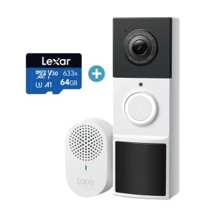 (64G記憶卡組)【TP-Link】Tapo D210 2K 300萬畫素 AI智慧無線視訊門鈴(全彩夜視/160°超廣角全身入鏡/支援5
