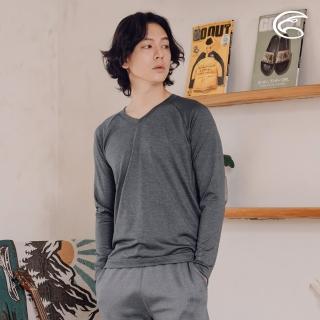 【ADISI】男V領遠紅外線彈性速乾保暖衣 AU2421012 雙色中灰 S-2XL(磨毛 刷毛 快乾 白竹炭 消臭 內著衣)