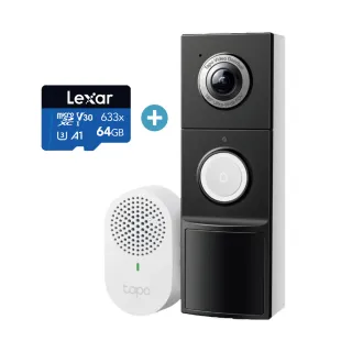 (64G記憶卡組)【TP-Link】Tapo D235 2K 5MP 電池/電線 AI智慧視訊門鈴(全彩夜視/180°超廣角/支援512GB)