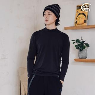 【ADISI】男美麗諾混紡羊毛高領彈性保暖衣 AU2521002 濃墨黑 S-2XL(吸濕 透氣 抗臭 抑菌 抗靜電 內著衣)