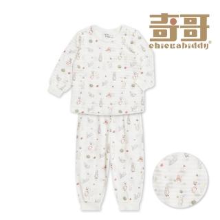 【奇哥】比得兔 嬰幼童裝 跳跳兔側開圓領冷氣衫套裝/長袖上衣/長褲-天絲橫紋單面布(1-3歲)