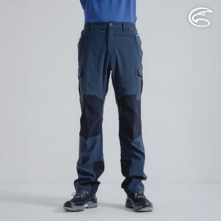 【ADISI】男四面彈撥水耐磨拼接長褲 AP1991038 倒影藍黑 M-2XL(防潑水 輕量 排汗 速乾 拼接褲)