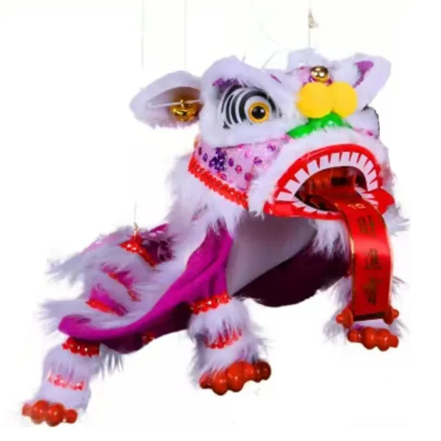 【A-ONE 匯旺】舞獅玩偶 紫底白毛 舞獅 魁儡 野台布袋戲偶 大號 可眨眼 送台灣國旗繡片 古典 布戲偶 手偶