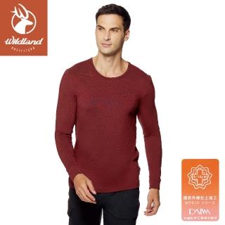 【Wildland 荒野】男 遠紅外線圓領保暖衣《酒紅色》W2656/發熱衣/戶外運動機能上衣(悠遊山水+)