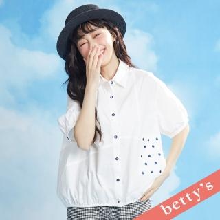 【betty’s 貝蒂思】逗號刺繡口袋剪裁短袖襯衫(白色)