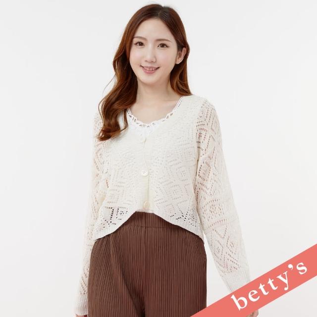 【betty’s 貝蒂思】短版針織洞洞開襟上衣(白色)